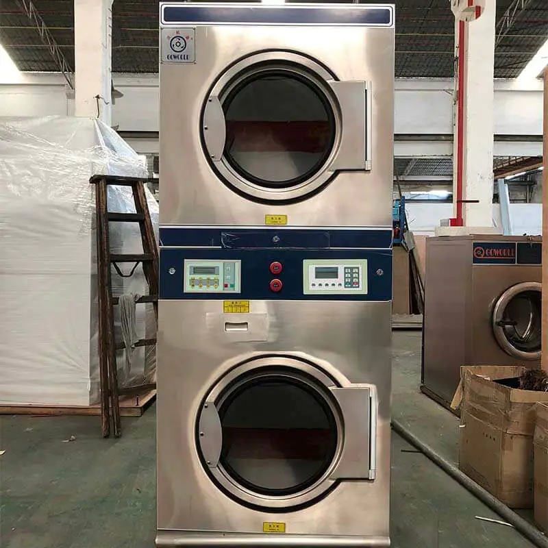 Manual stackable washer and dryer sets 8kg15kg LPG gas heating for hotel