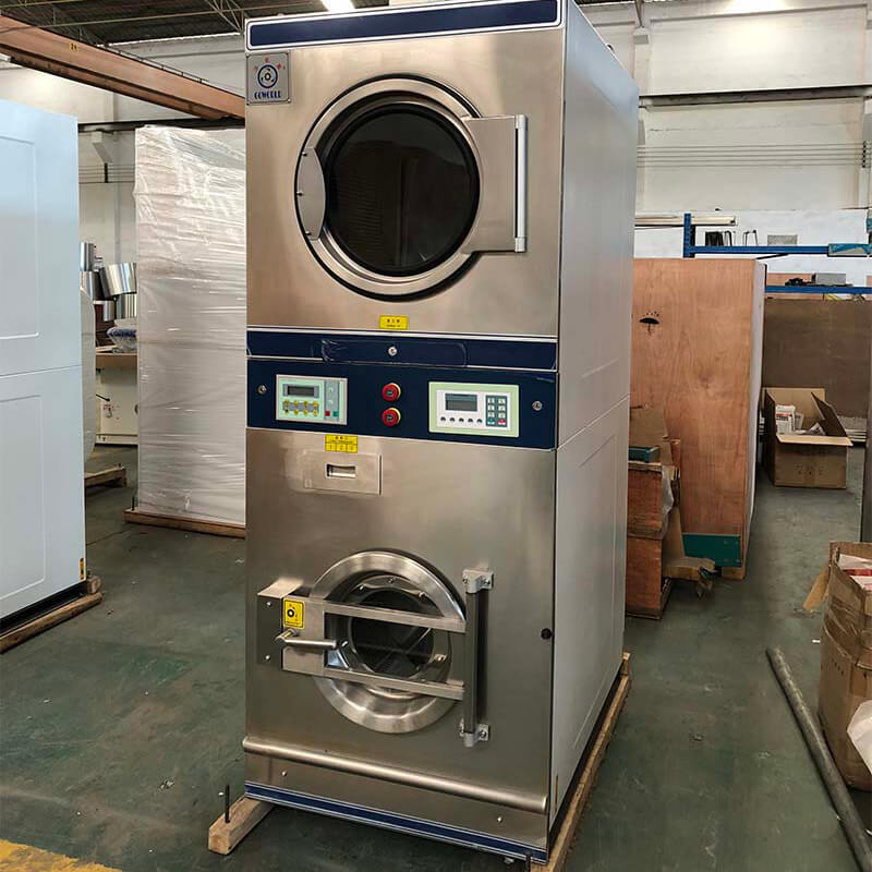 GOWORLD Low Noise stacking washer dryer LPG gas heating for laundry shop