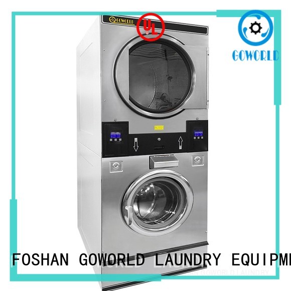 GOWORLD 8kg15kg stacking washer dryer natural gas heating for laundry shop