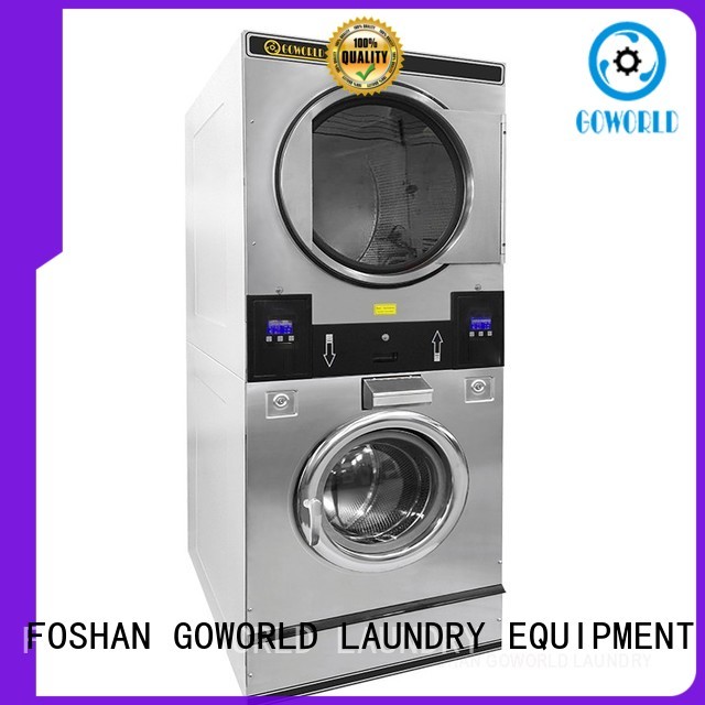 GOWORLD Automatic stackable washer dryer combo LPG gas heating for school
